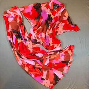 Nina Parker Women's 2-Piece Abstract Print Top and Wide Leg Pant Set Multi-Color